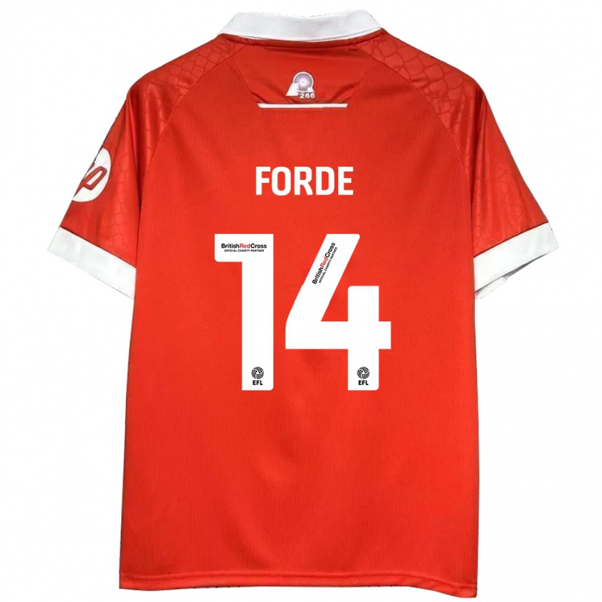 Men Football Anthony Forde #14 Red White Home Jersey 2024/25 T-Shirt Za