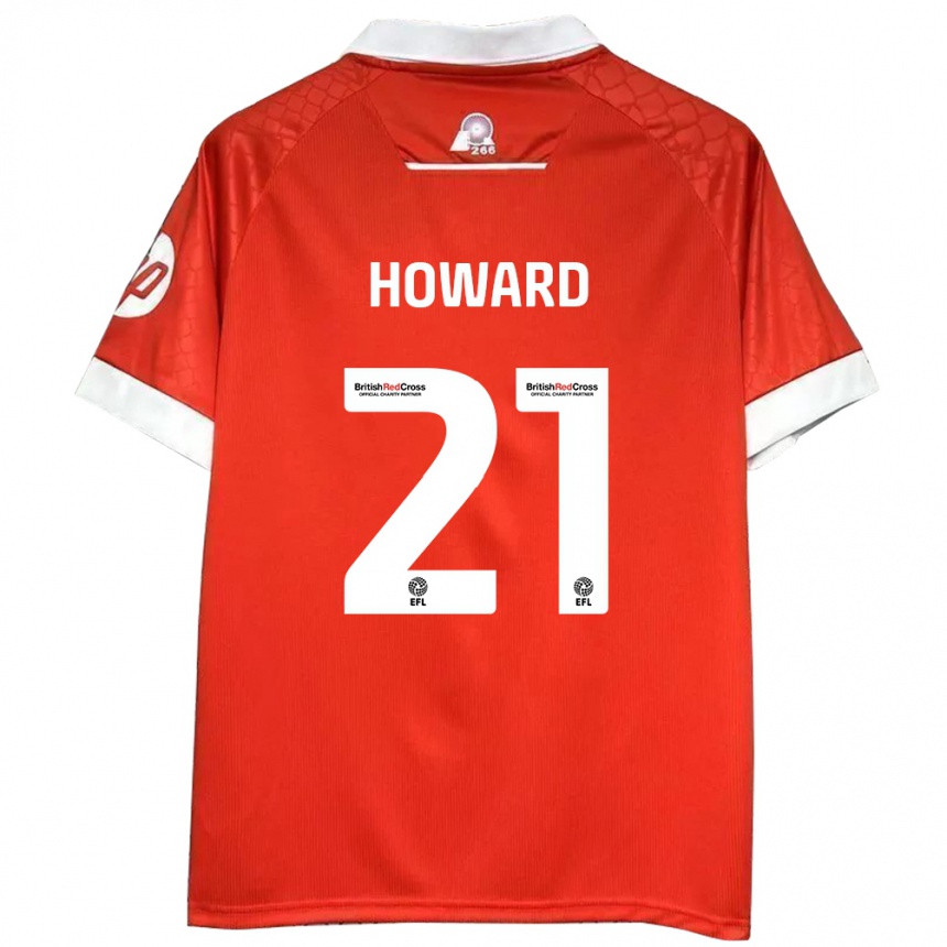 Men Football Mark Howard #21 Red White Home Jersey 2024/25 T-Shirt Za