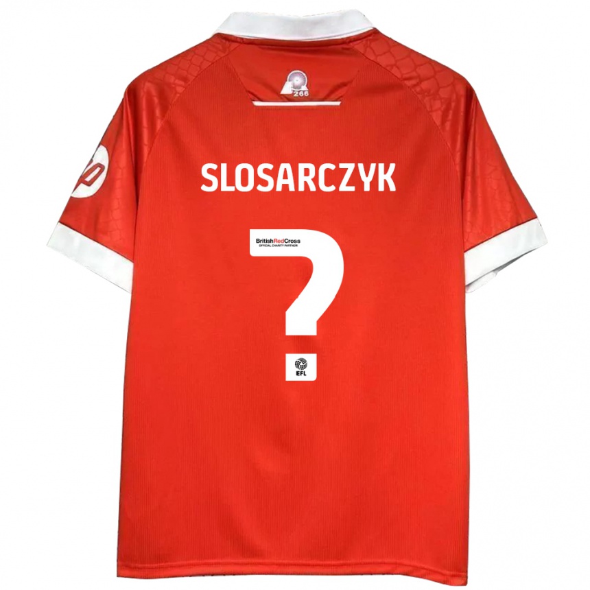 Men Football Nikolas Slosarczyk #0 Red White Home Jersey 2024/25 T-Shirt Za