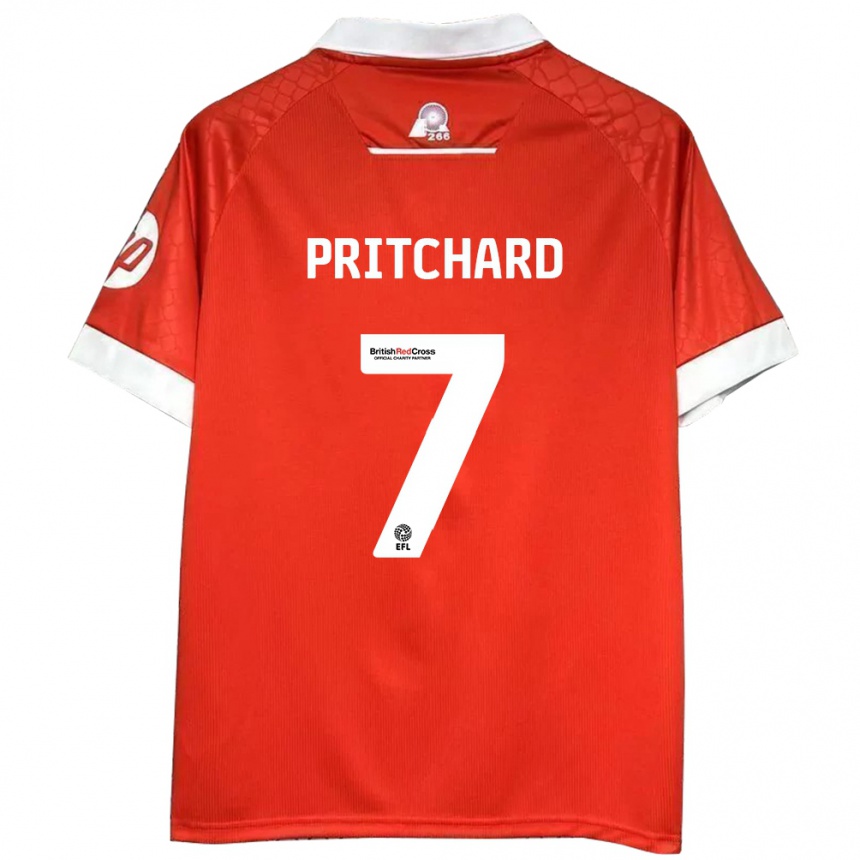 Men Football Rebecca Pritchard #7 Red White Home Jersey 2024/25 T-Shirt Za