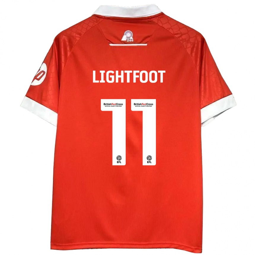 Men Football Amber Lightfoot #11 Red White Home Jersey 2024/25 T-Shirt Za