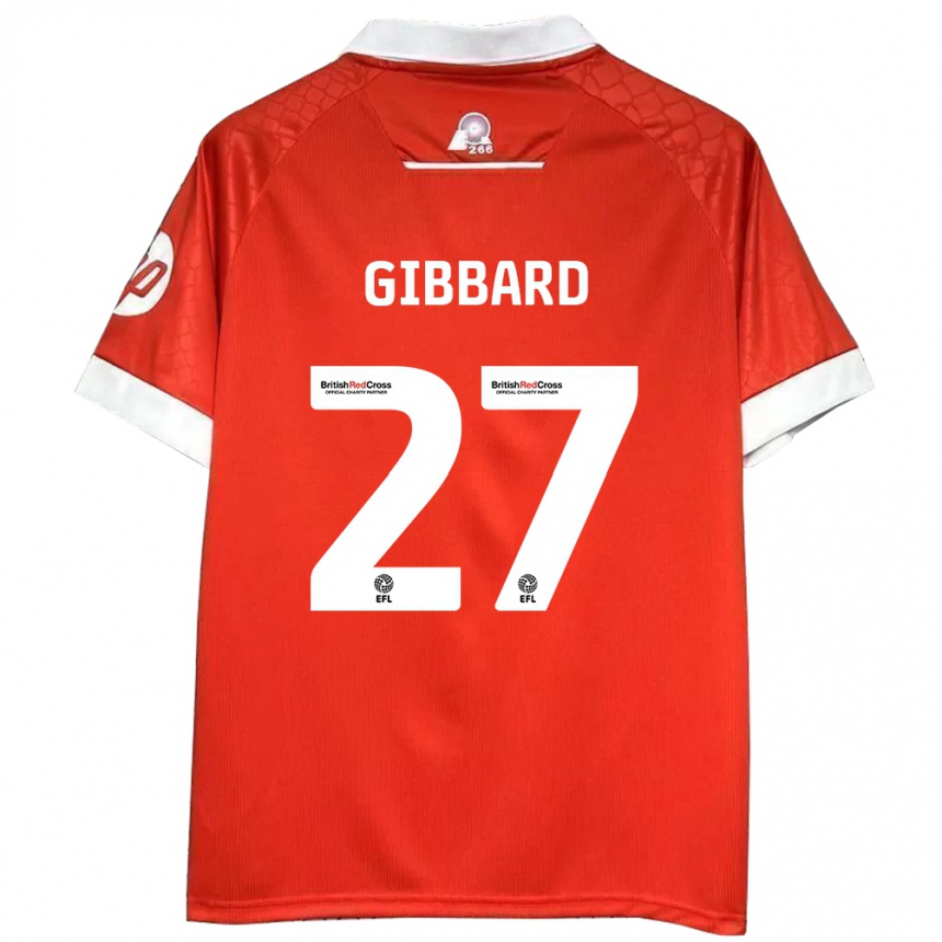 Men Football Mari Gibbard #27 Red White Home Jersey 2024/25 T-Shirt Za