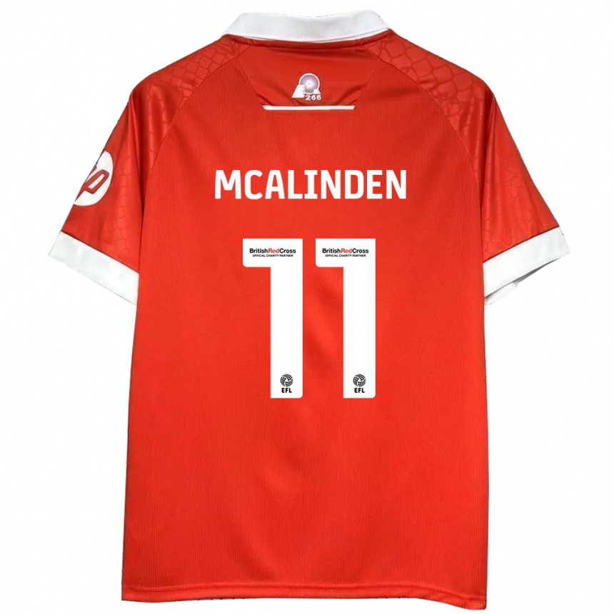 Men Football Liam Mcalinden #11 Red White Home Jersey 2024/25 T-Shirt Za