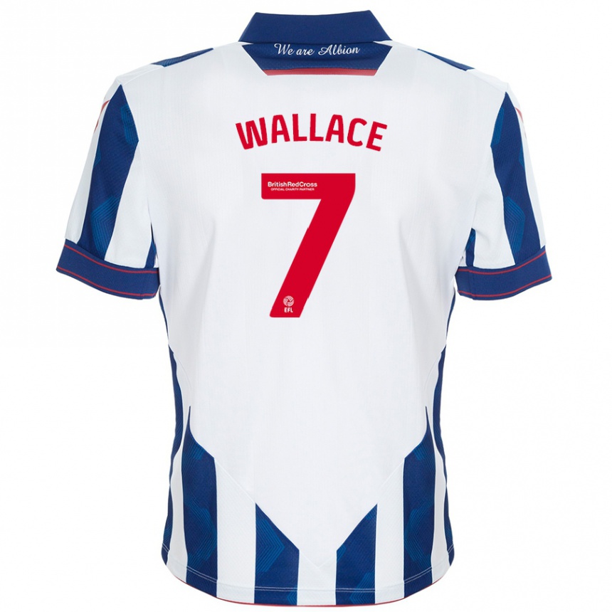 Men Football Jed Wallace #7 White Dark Blue Home Jersey 2024/25 T-Shirt Za