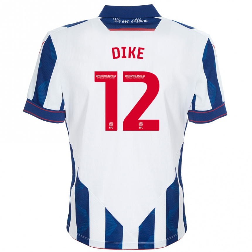 Men Football Daryl Dike #12 White Dark Blue Home Jersey 2024/25 T-Shirt Za