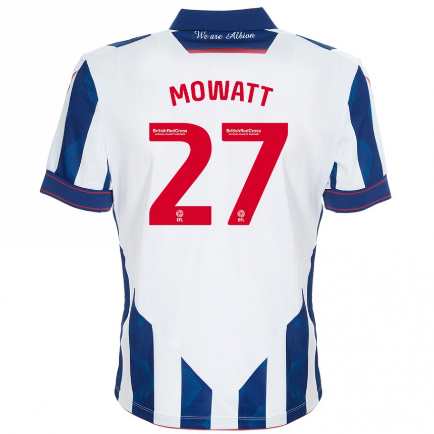 Men Football Alex Mowatt #27 White Dark Blue Home Jersey 2024/25 T-Shirt Za