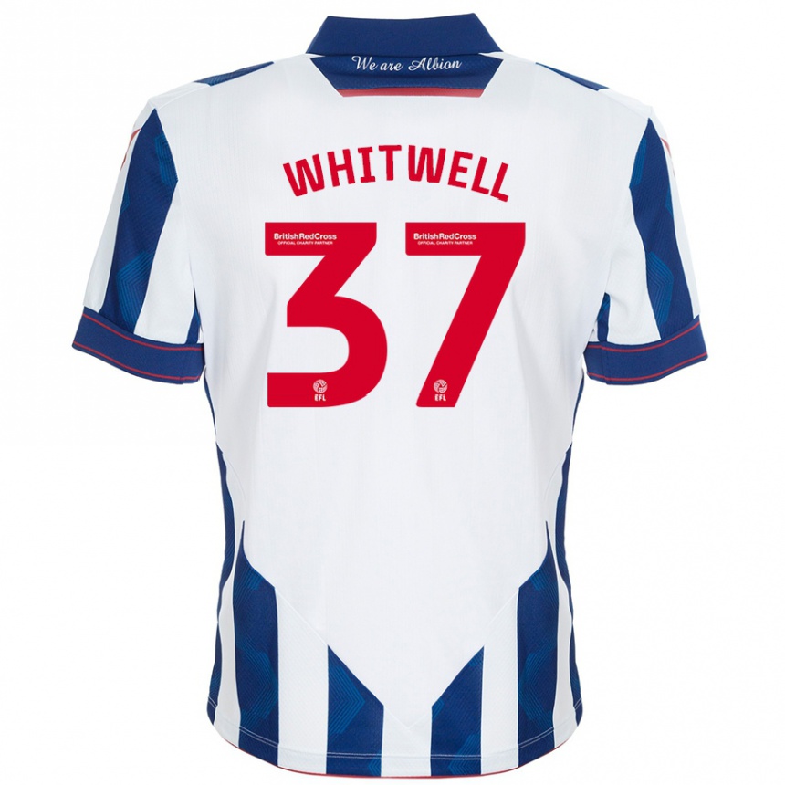 Men Football Harry Whitwell #37 White Dark Blue Home Jersey 2024/25 T-Shirt Za