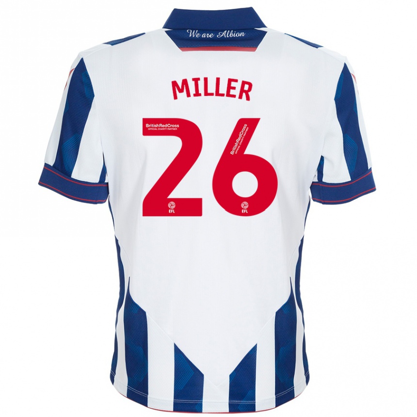 Men Football Nna Miller #26 White Dark Blue Home Jersey 2024/25 T-Shirt Za