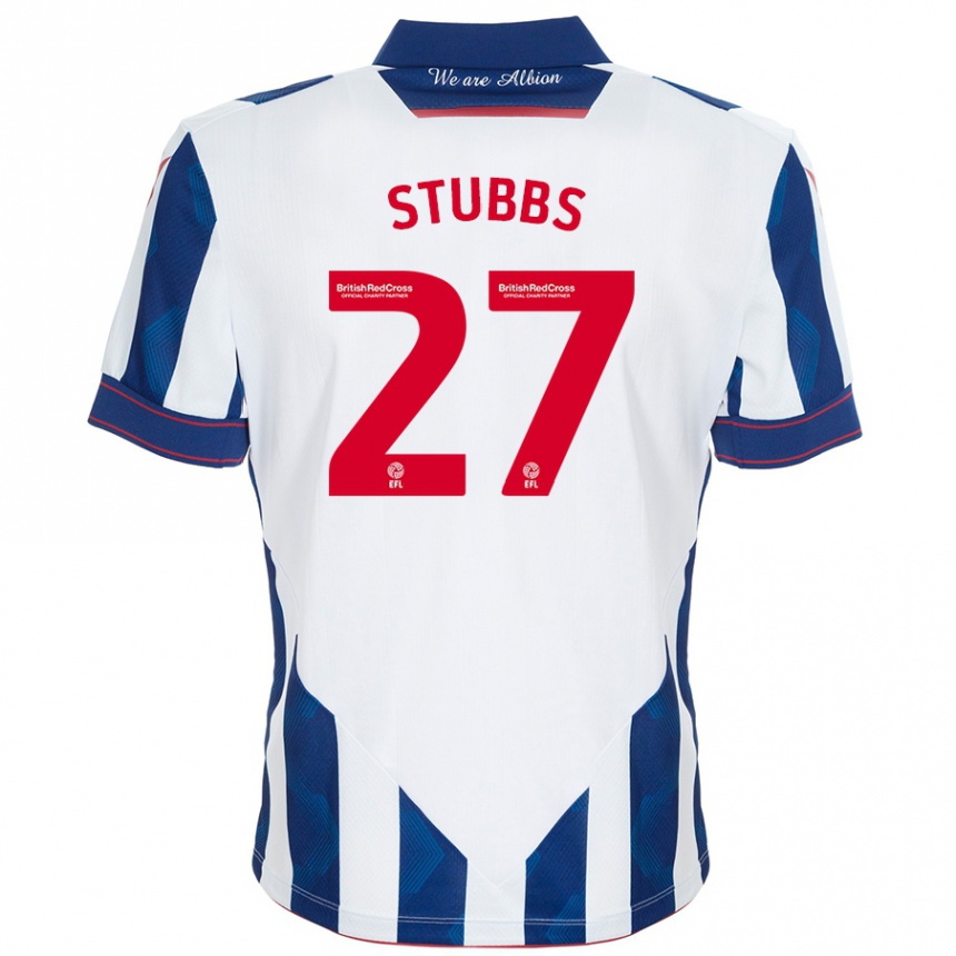 Men Football Olivia Stubbs #27 White Dark Blue Home Jersey 2024/25 T-Shirt Za