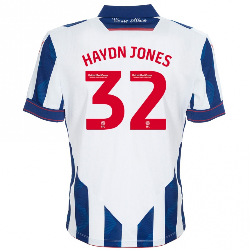 Men Football Mackenzie Haydn Jones #32 White Dark Blue Home Jersey 2024/25 T-Shirt Za