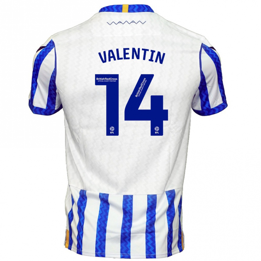 Men Football Pol Valentín #14 Blue White Home Jersey 2024/25 T-Shirt Za