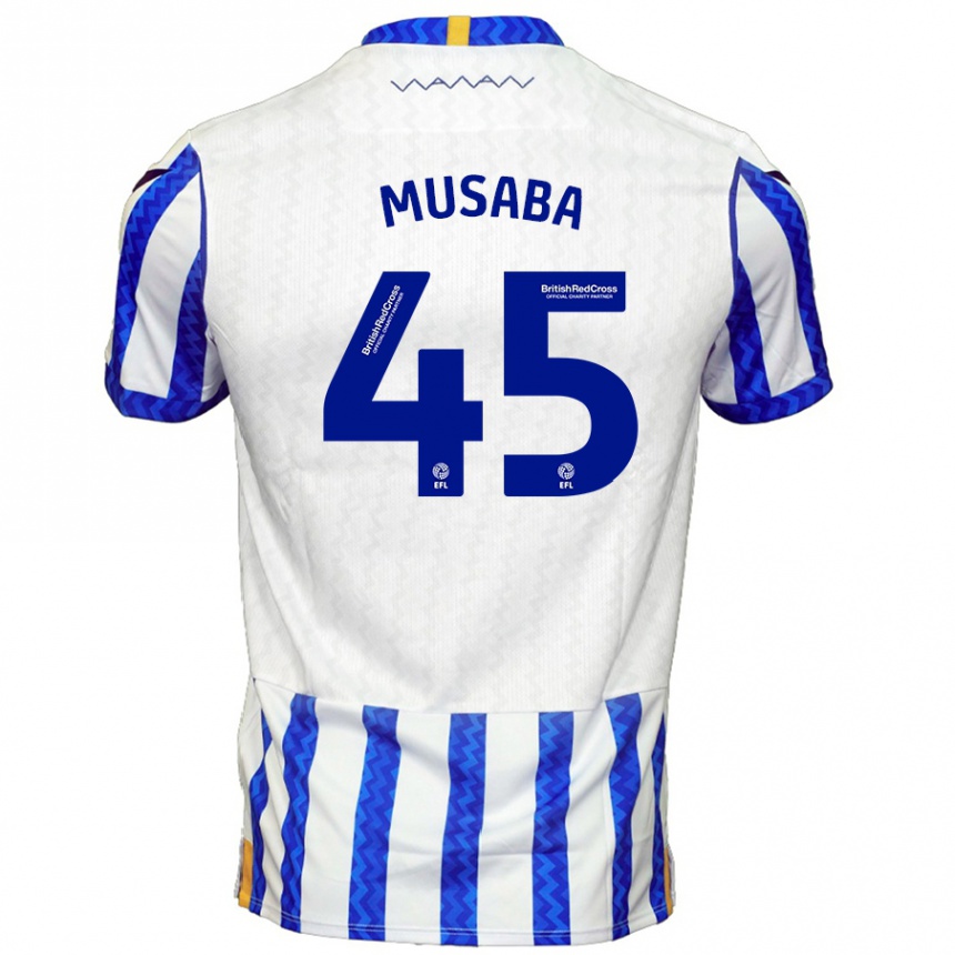 Men Football Anthony Musaba #45 Blue White Home Jersey 2024/25 T-Shirt Za