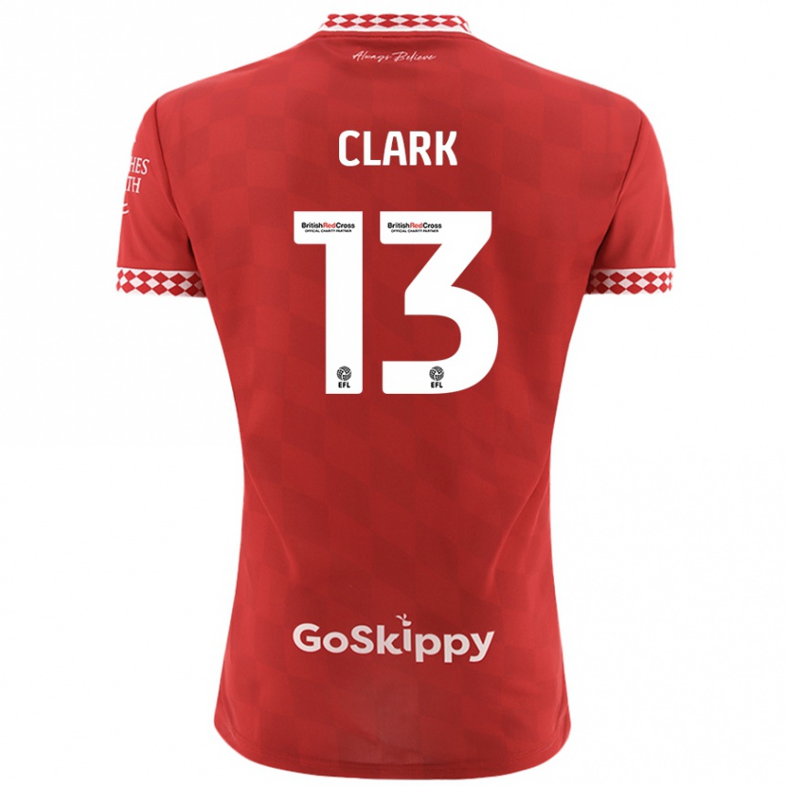 Men Football Olivia Clark #13 Red Home Jersey 2024/25 T-Shirt Za