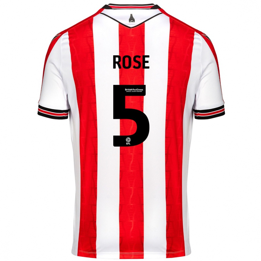 Men Football Michael Rose #5 Red White Home Jersey 2024/25 T-Shirt Za