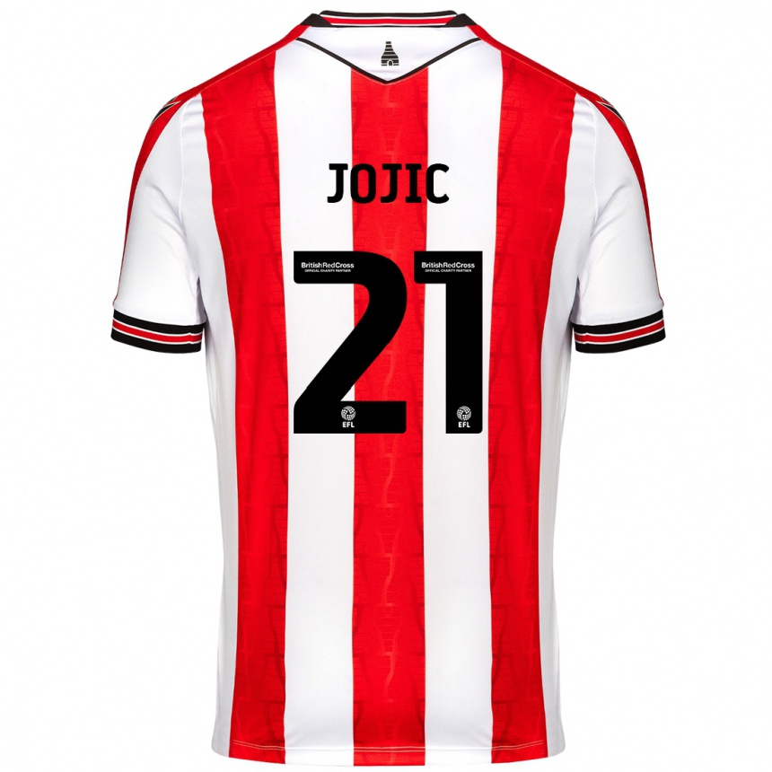 Men Football Nikola Jojic #21 Red White Home Jersey 2024/25 T-Shirt Za