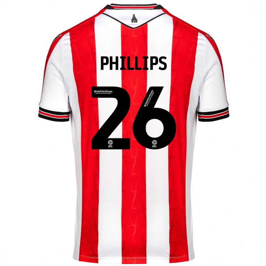 Men Football Ashley Phillips #26 Red White Home Jersey 2024/25 T-Shirt Za