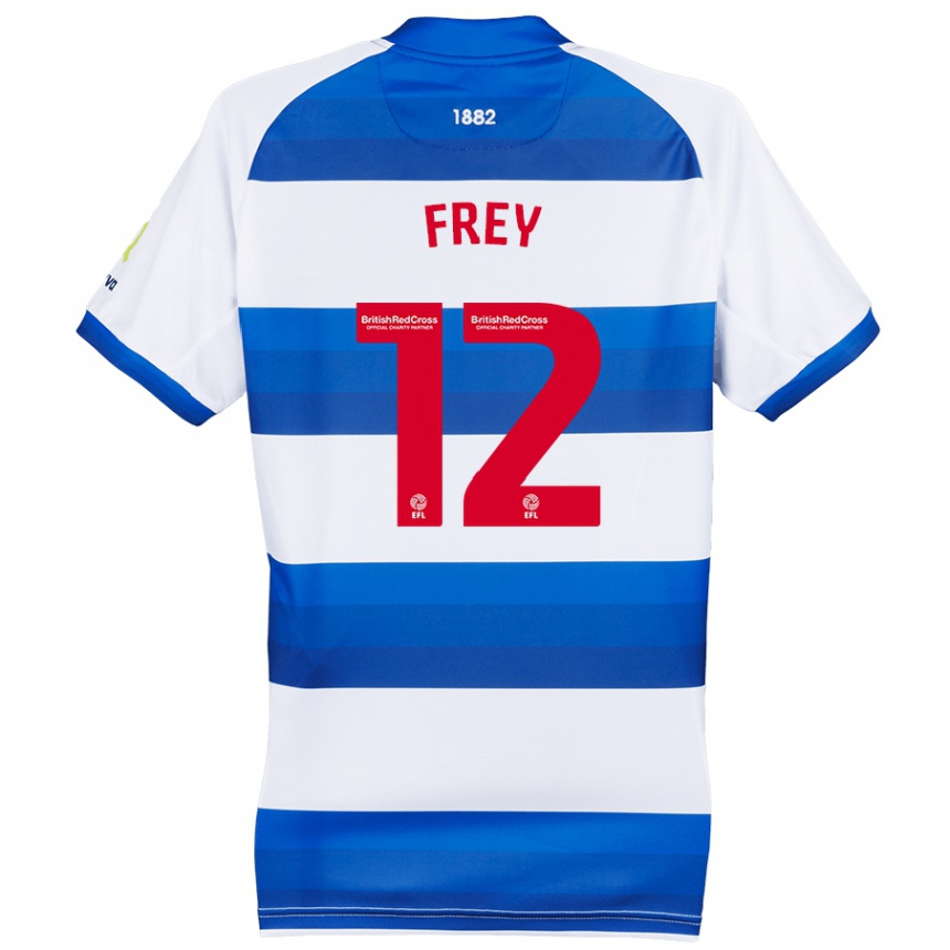 Men Football Michael Frey #12 White Blue Home Jersey 2024/25 T-Shirt Za