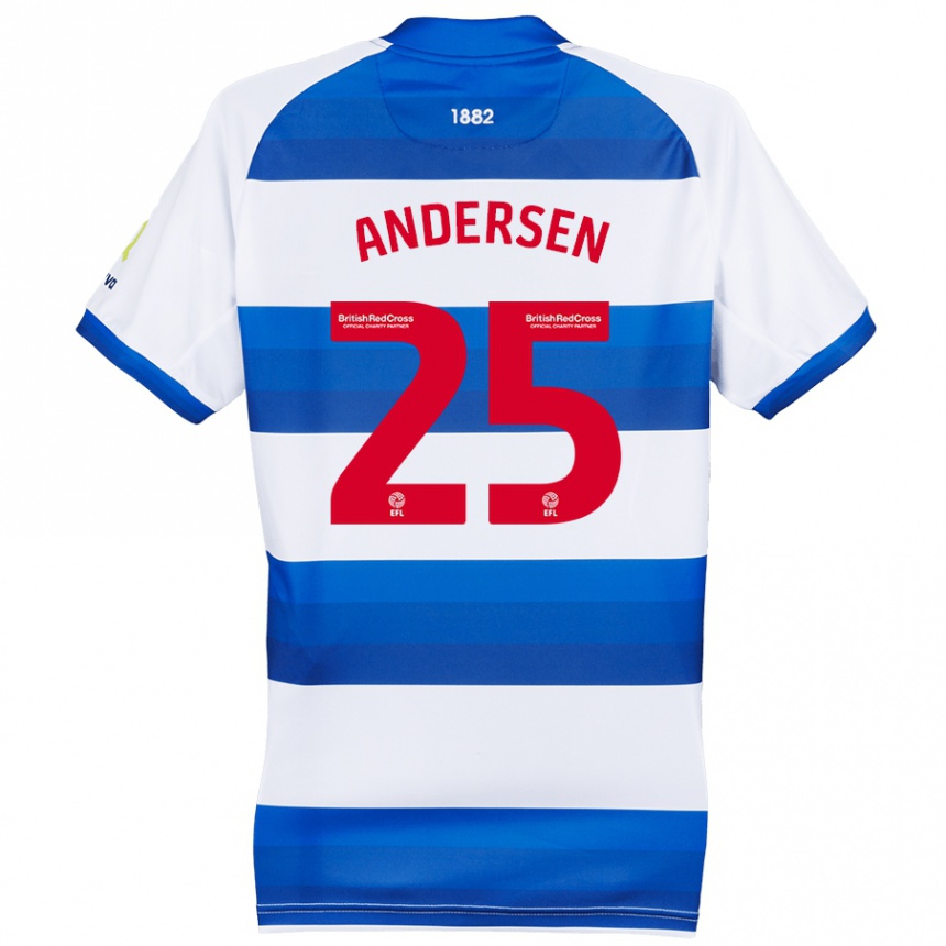 Men Football Lucas Andersen #25 White Blue Home Jersey 2024/25 T-Shirt Za