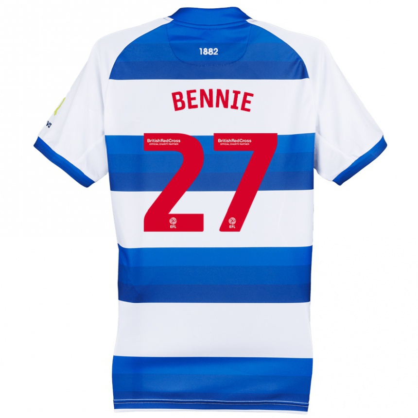 Men Football Daniel Bennie #27 White Blue Home Jersey 2024/25 T-Shirt Za