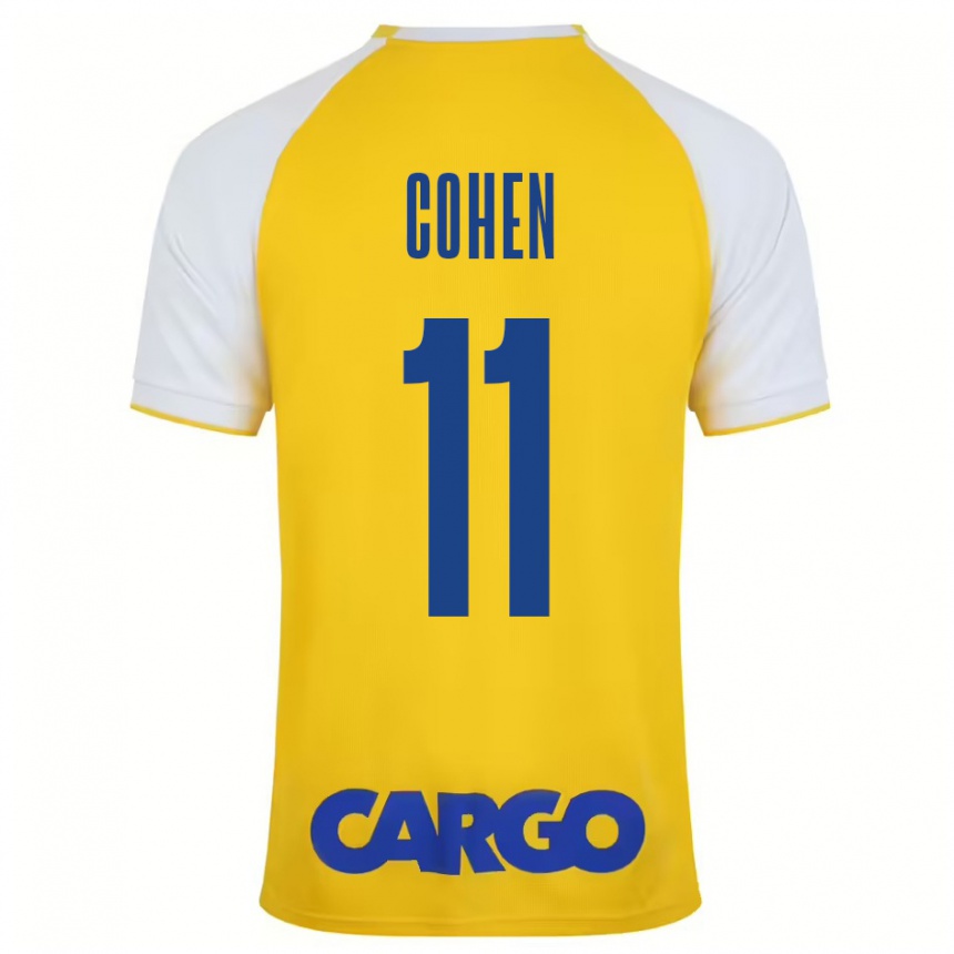 Men Football Yonatan Cohen #11 Yellow White Home Jersey 2024/25 T-Shirt Za