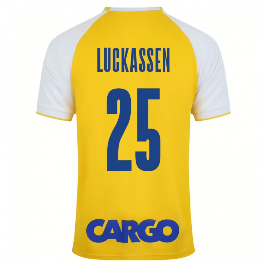 Men Football Derrick Luckassen #25 Yellow White Home Jersey 2024/25 T-Shirt Za