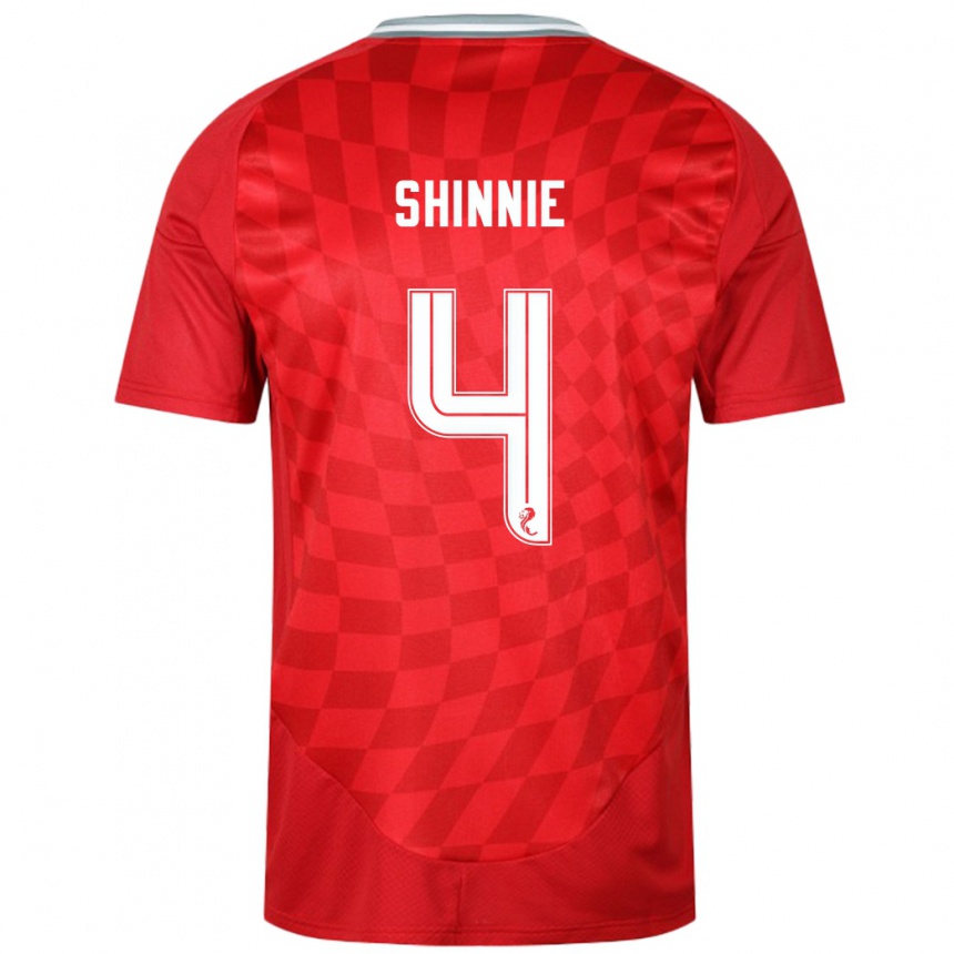 Men Football Graeme Shinnie #4 Red Home Jersey 2024/25 T-Shirt Za