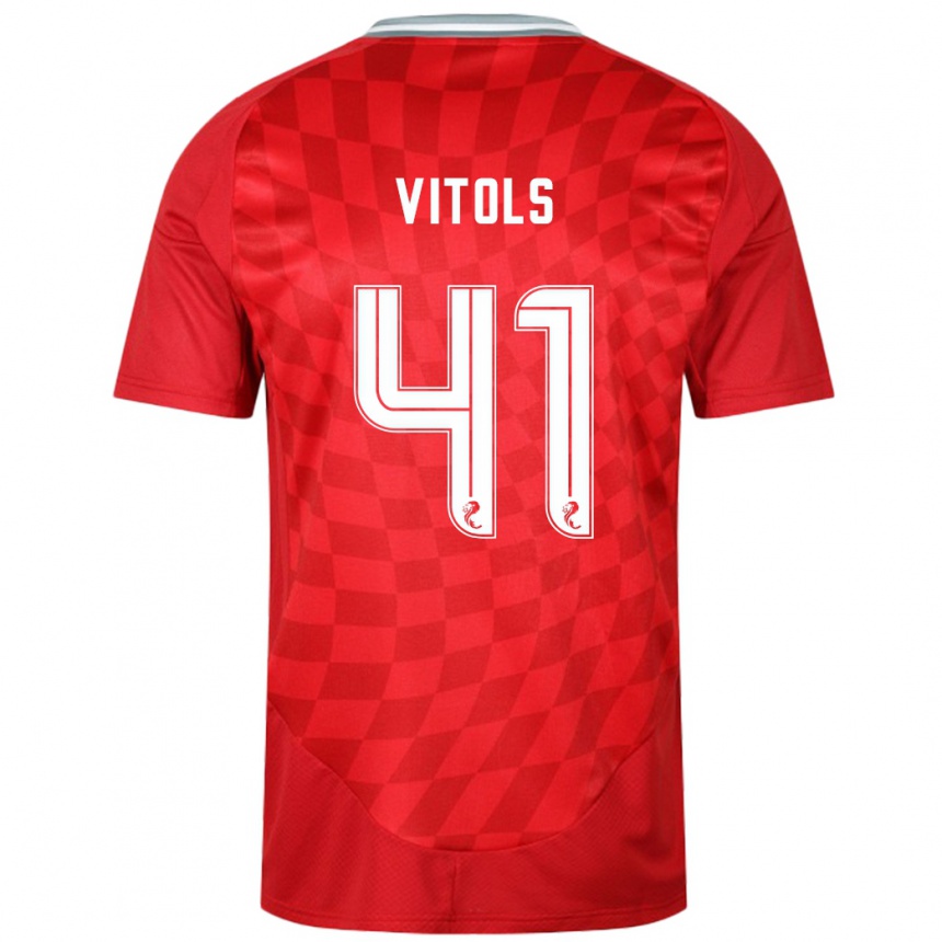 Men Football Rodrigo Vitols #41 Red Home Jersey 2024/25 T-Shirt Za