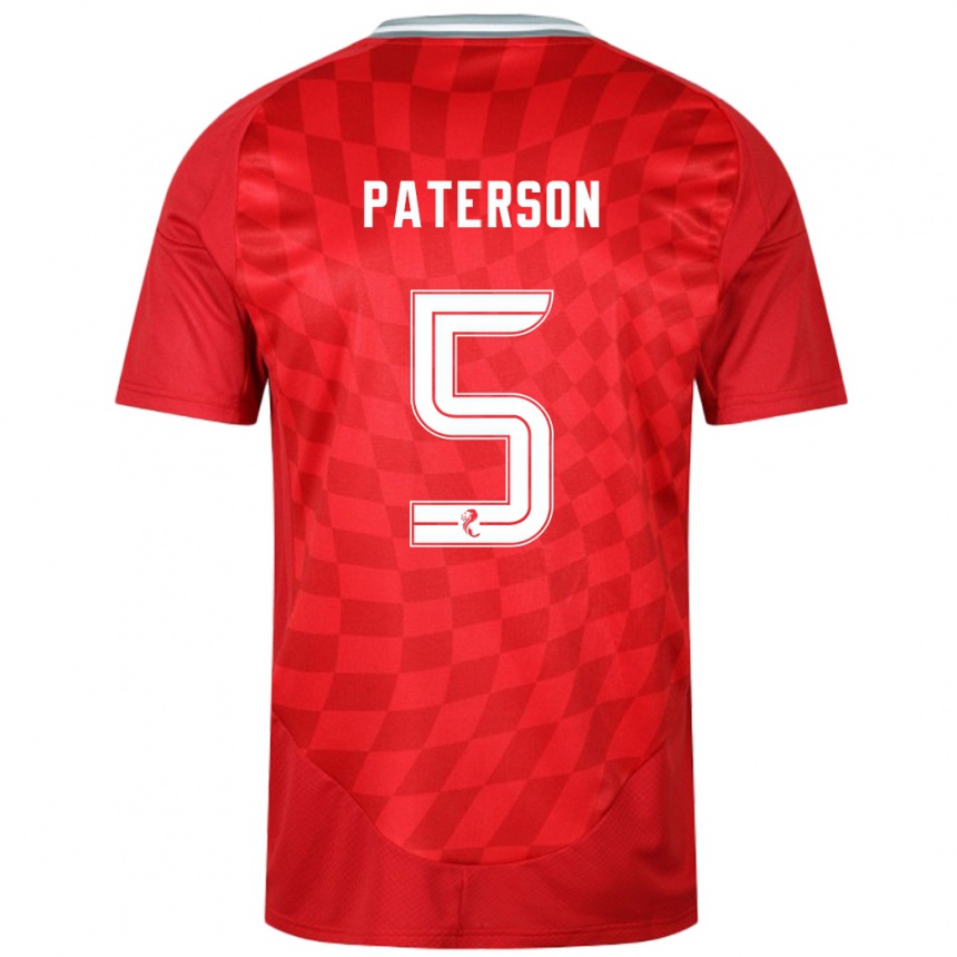 Men Football Donna Paterson #5 Red Home Jersey 2024/25 T-Shirt Za