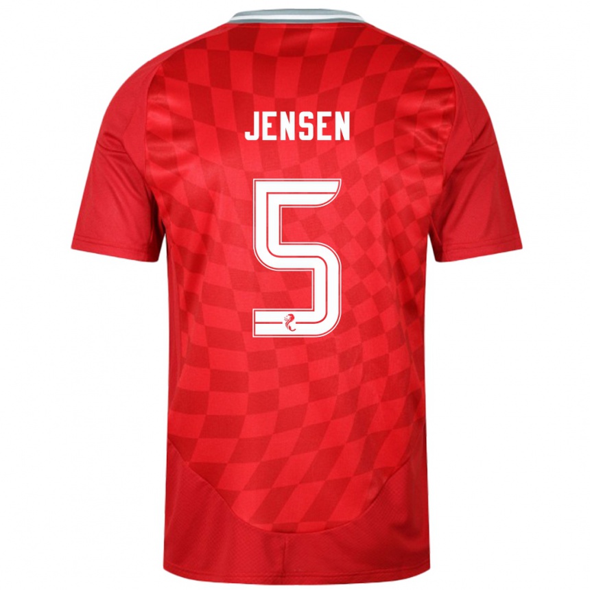 Men Football Richard Jensen #5 Red Home Jersey 2024/25 T-Shirt Za