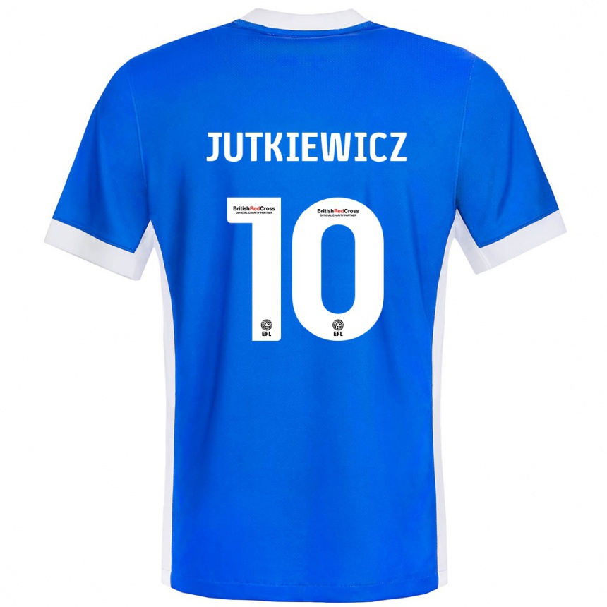 Men Football Lukas Jutkiewicz #10 Blue White Home Jersey 2024/25 T-Shirt Za