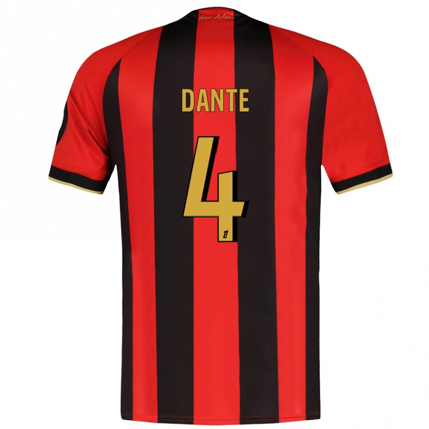 Men Football Dante #4 Red Black Home Jersey 2024/25 T-Shirt Za