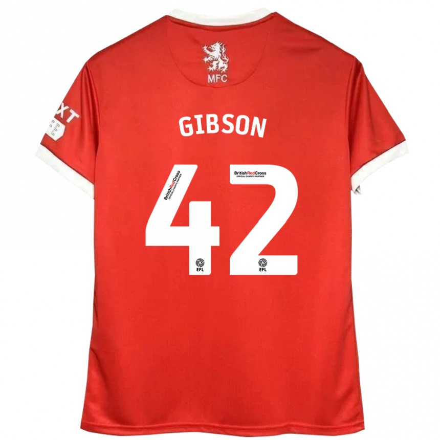 Men Football Joseph Gibson #42 Red White Home Jersey 2024/25 T-Shirt Za