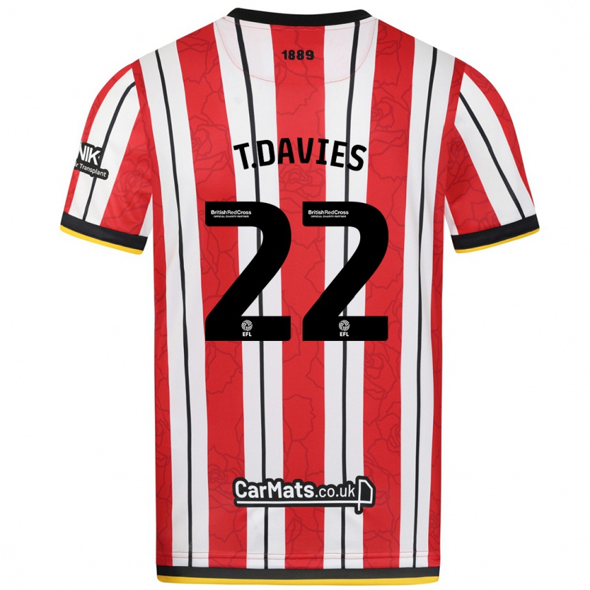 Men Football Tom Davies #22 Red White Stripes Home Jersey 2024/25 T-Shirt Za