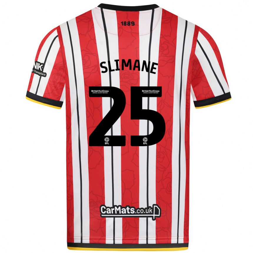 Men Football Anis Slimane #25 Red White Stripes Home Jersey 2024/25 T-Shirt Za