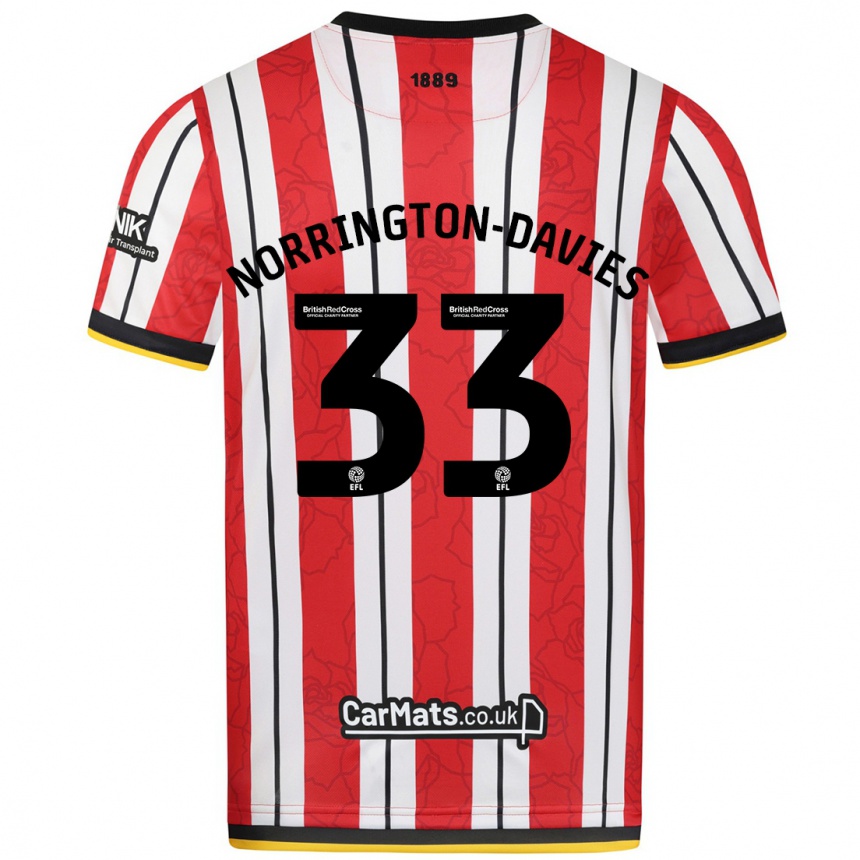 Men Football Rhys Norrington-Davies #33 Red White Stripes Home Jersey 2024/25 T-Shirt Za