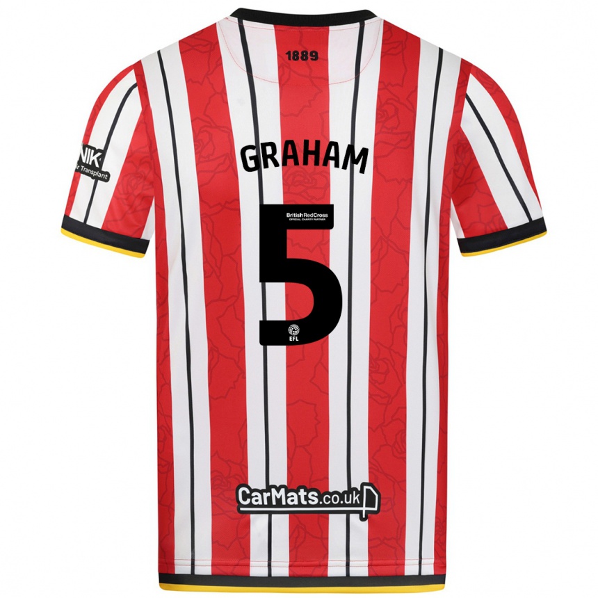 Men Football Molly Graham #5 Red White Stripes Home Jersey 2024/25 T-Shirt Za