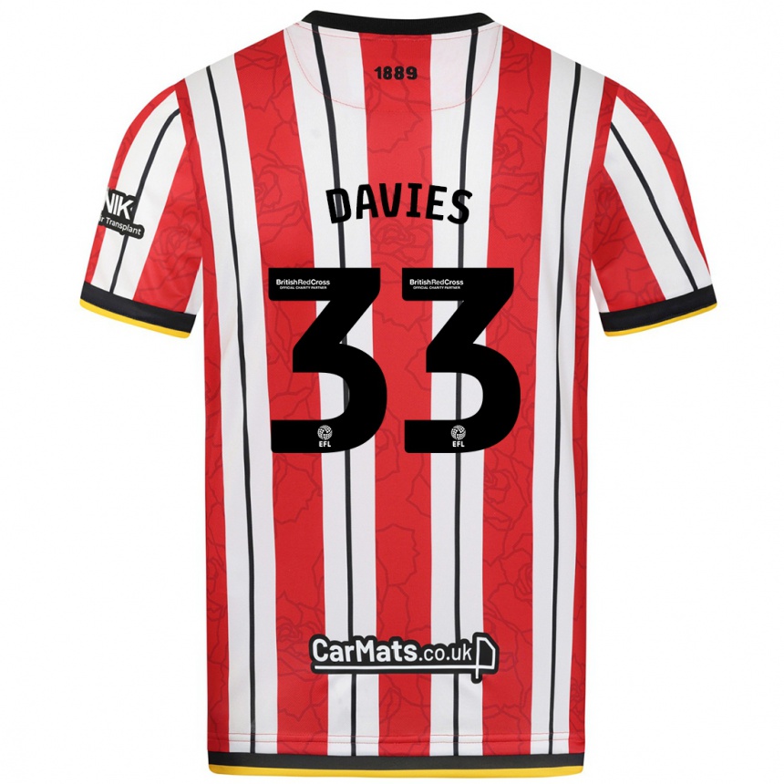 Men Football Bethan Davies #33 Red White Stripes Home Jersey 2024/25 T-Shirt Za