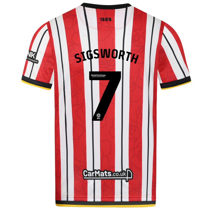 Men Football Jess Sigsworth #7 Red White Stripes Home Jersey 2024/25 T-Shirt Za