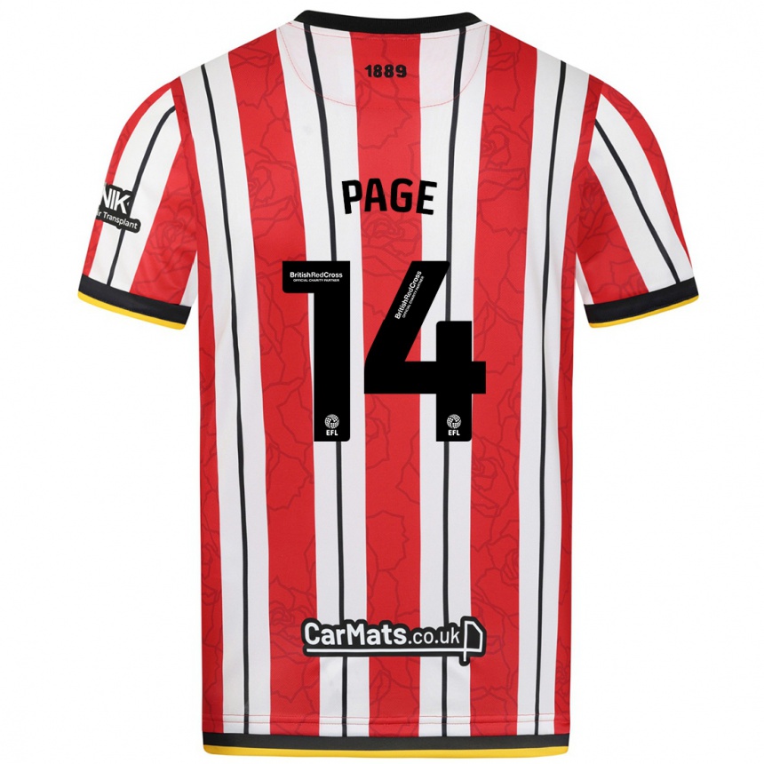 Men Football Olivia Jane Page #14 Red White Stripes Home Jersey 2024/25 T-Shirt Za