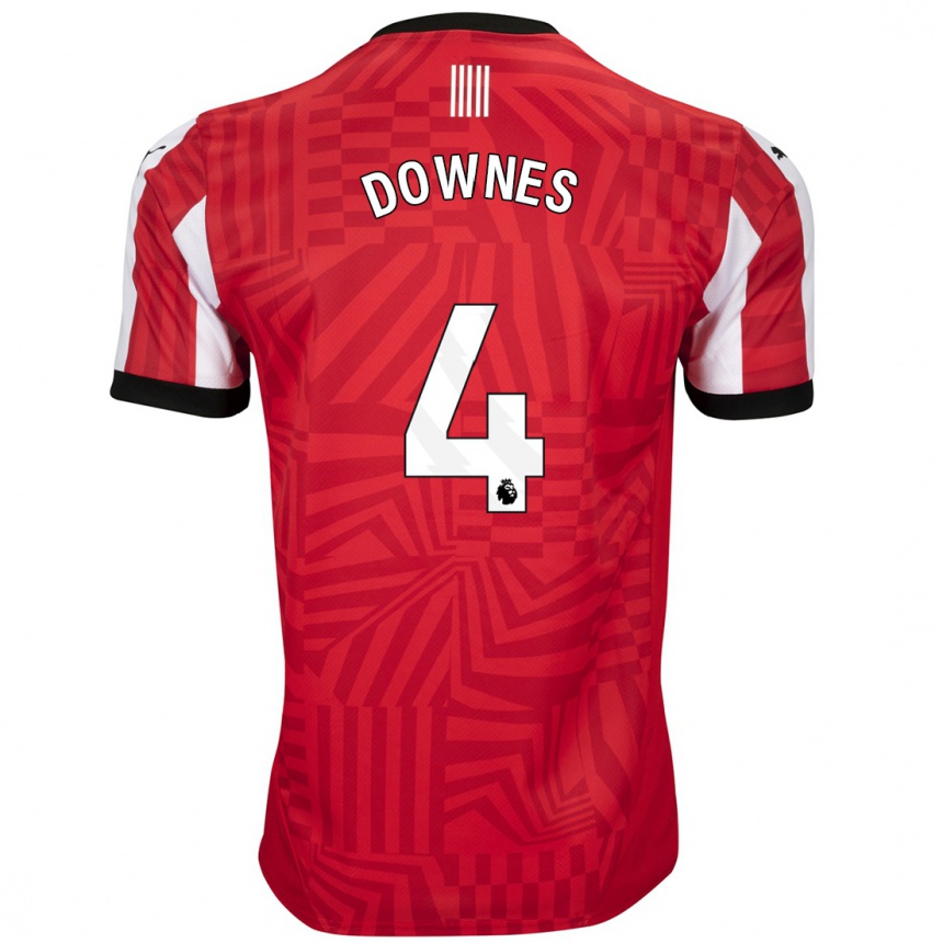 Men Football Flynn Downes #4 Red White Home Jersey 2024/25 T-Shirt Za