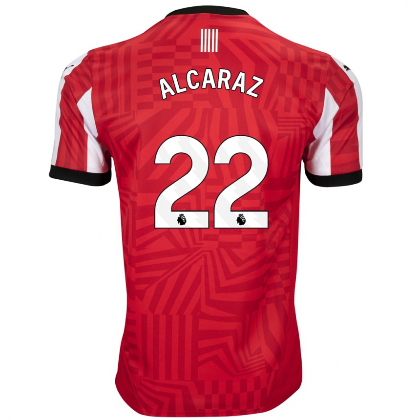 Men Football Carlos Alcaraz #22 Red White Home Jersey 2024/25 T-Shirt Za