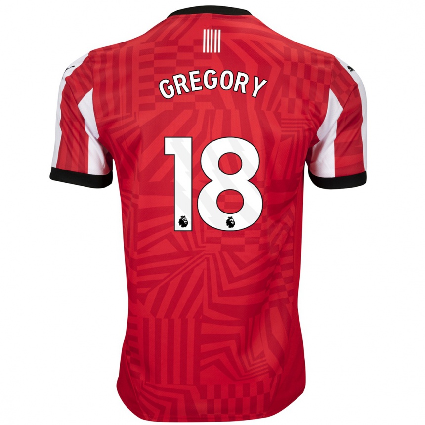 Men Football Freya Gregory #18 Red White Home Jersey 2024/25 T-Shirt Za