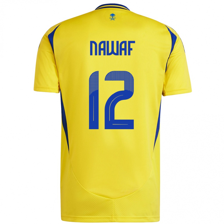 Men Football Nawaf Al-Boushal #12 Yellow Blue Home Jersey 2024/25 T-Shirt Za