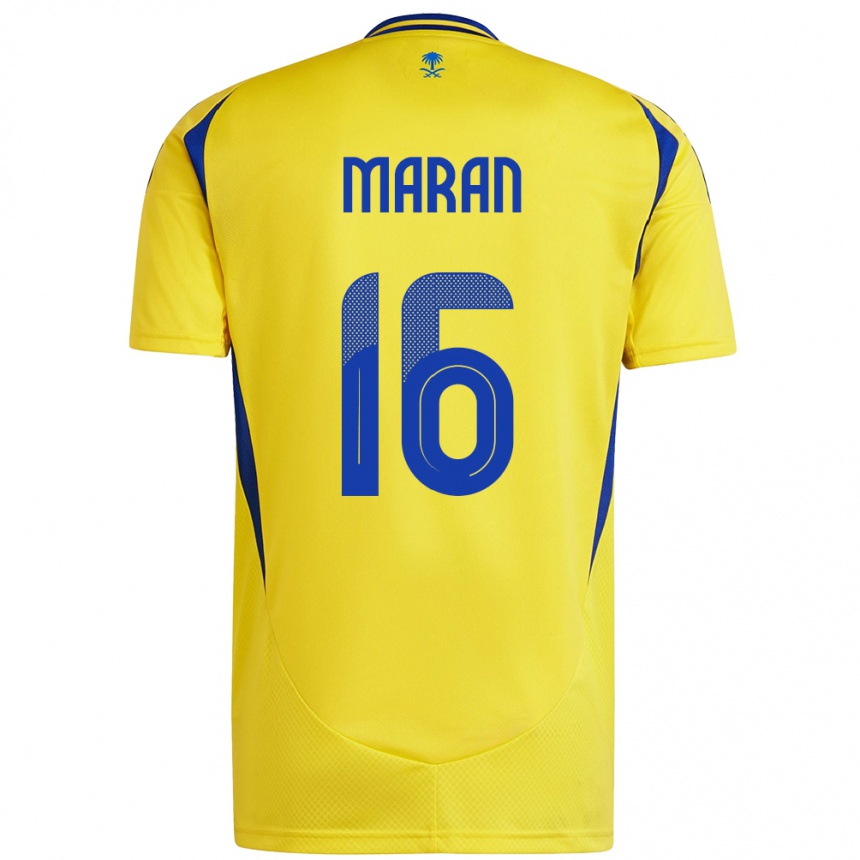 Men Football Mohammed Maran #16 Yellow Blue Home Jersey 2024/25 T-Shirt Za