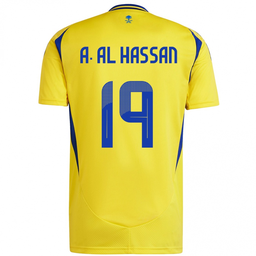 Men Football Ali Al-Hassan #19 Yellow Blue Home Jersey 2024/25 T-Shirt Za