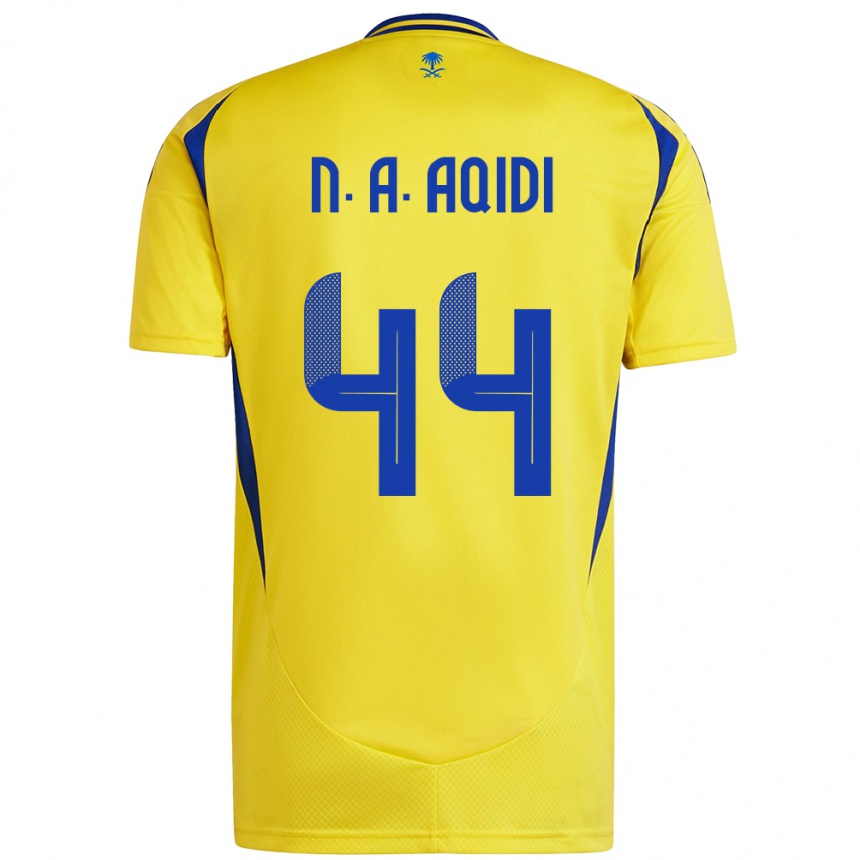 Men Football Nawaf Al-Aqidi #44 Yellow Blue Home Jersey 2024/25 T-Shirt Za