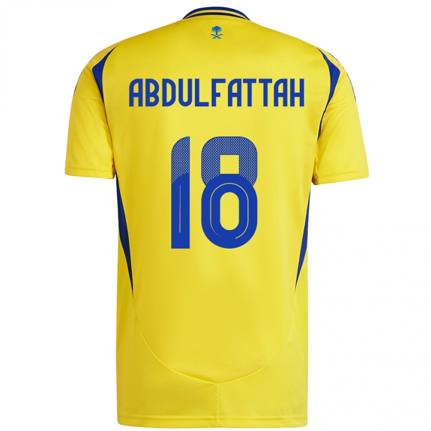 Men Football Abdulfattah Adam #18 Yellow Blue Home Jersey 2024/25 T-Shirt Za