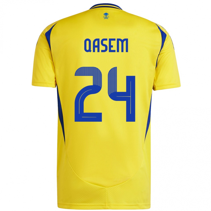 Men Football Mohammed Qasem #24 Yellow Blue Home Jersey 2024/25 T-Shirt Za