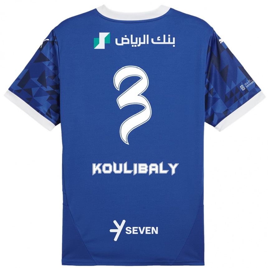 Men Football Kalidou Koulibaly #3 Dark Blue White Home Jersey 2024/25 T-Shirt Za