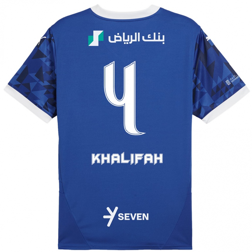 Men Football Khalifah Al-Dawsari #4 Dark Blue White Home Jersey 2024/25 T-Shirt Za